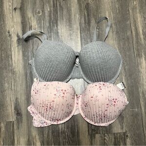 Laura Ashley Pink Floral Bra Size 42D With Padded Slight Comfort Push Up